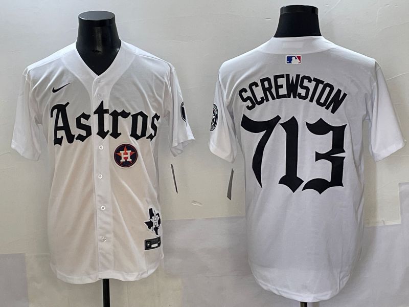 Men 2025 Houston Astros 713 Screwston White Five generations Joint Name Nike MLB Jersey style 14